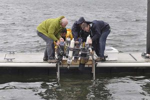 ACT team deploying sensors for a Technology Verification in the Chesapeake Bay.