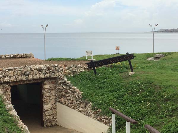 Cold War-era bunkers built into the Cuban landscape.