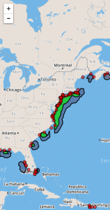 East and Gulf coast coverage for 6km resolution HFR data for FY2016