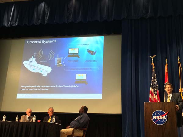 Thomas Chance speaking about remotely powered surface boats.