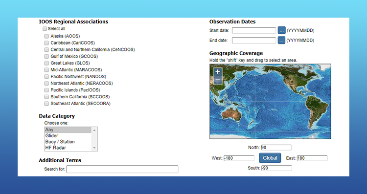 Capture of the NCEI Portal at https://www.nodc.noaa.gov/ioos/