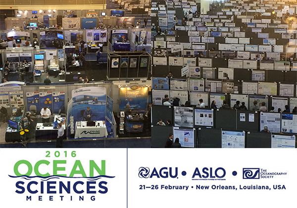 Overhead shots of AGU: Ocean Sciences exhibit halls