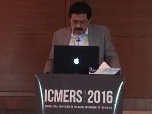 Dr. Omar AbdulHamid speaking from the podium at ICMERS 2016