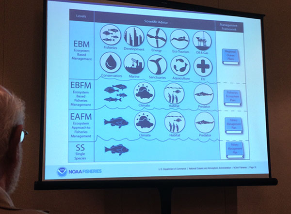 Dr. Ponwith's presentation on the importance of observations to Ecosystem Based Management. Photo Credit: IOOS/NOAA